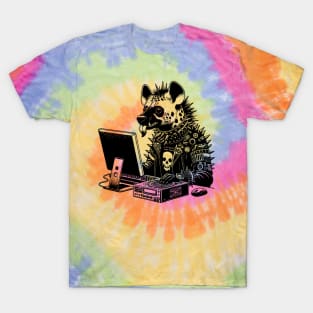 Punk Rock Goth Hyena on Computer Vintage Style T-Shirt